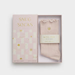 Gift Boxed Frill Heart Socks | Blush Pink