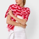 Le Soleil Print Scarf | Red & Pink