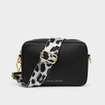Leopard Print Canvas Bag Strap | Grey/Black