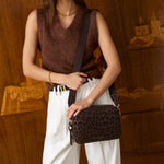 Lottie Leopard Print Crossbody Bag | Chocolate | Large
