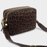 Lottie Leopard Print Crossbody Bag | Chocolate | Large