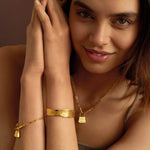 Luxe Lock Textured Bangle | Gold Coated