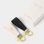 'Mr & Mrs' Boxed Keyring | Black & Off White