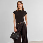 Nova Hand Woven Top Handle Bag | Black