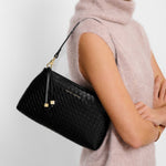 Nova Woven Texture Clutch Bag | Black