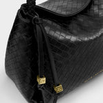 Nova Woven Texture Top Handle Bag | Black