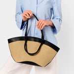 Riviera Raffia Tote Bag | Raffia & Black