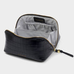 Soho Faux Croc Makeup & Wash Bag | Black | Medium