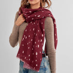 Studded Scattered Dots Print Scarf | Burgundy