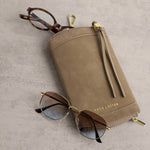 Clip-On Suedette Sunglasses Case | Taupe