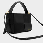 Taya Woven Suedette Top Handle Bag | Black