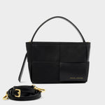 Taya Woven Suedette Top Handle Bag | Black