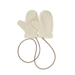 Teddy Mittens with Cord | Cream
