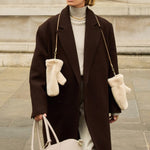 Teddy Mittens with Cord | Cream