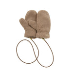 Teddy Mittens with Cord | Tan
