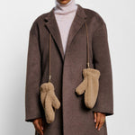 Teddy Mittens with Cord | Tan