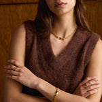 Tiger's Eye Button Necklace | Gold Coated