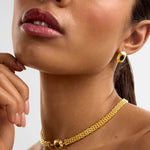 Tiger's Eye Button Stud Earrings | Gold Coated