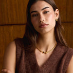 Tiger's Eye Button Stud Earrings | Gold Coated