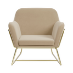 Charles Velvet Armchair | Beige/Brushed Gold