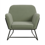 Charles Velvet Armchair | Sage/Matte Black