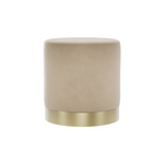 Lara Velvet Pouffe | Beige/Brushed Gold | Small