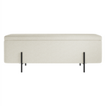 Lola Boucle Storage Ottoman | Ivory/Matt Black