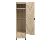 Stockholm Chevron 1 Door Wardrobe | Natural/Black