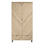 Stockholm Chevron 2 Door Wardrobe | Natural/Black