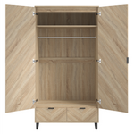 Stockholm Chevron 2 Door Wardrobe | Natural/Black