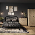 Stockholm Chevron 2 Door Wardrobe | Natural/Black