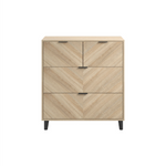 Stockholm Chevron 4 Drawer Chest | Natural/Black