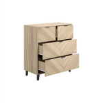 Stockholm Chevron 4 Drawer Chest | Natural/Black