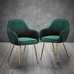 Lara Dining Chair | Forest Green/Gold | Set of 2