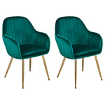 Lara Dining Chair | Forest Green/Gold | Set of 2