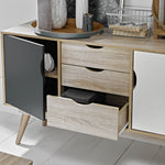 Scandi 2 Door Sideboard | Grey/White Oak