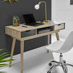 Scandi 2 Drawer Desk | Grey/White Oak