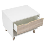 Stockholm 1 Drawer Bedside Cabinet | White Oak