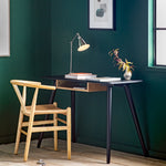 Maddox Mid-Century Modern Desk with Shelf | Black