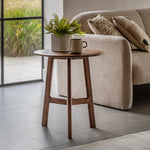 Madrid Round Mid-Century Scandi Side Table | Walnut