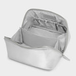 Patent Crackle Fold-Out Makeup & Wash Bag | Silver | Medium
