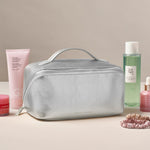 Patent Crackle Fold-Out Makeup & Wash Bag | Silver | Medium