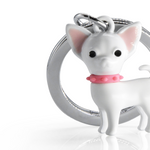Chihuahua Keyring | White with Pink Collar