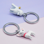 Chihuahua Keyring | White with Pink Collar