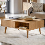 Milano Chevron 2 Drawer Coffee Table | Oak