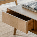 Milano Chevron 2 Drawer Coffee Table | Oak
