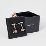 Men's 'Artist Stripe' Terrier Dog Cufflinks | Set of 2 | Silver