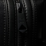 Men's Embossed Straw Grain Leather Wash Bag | Black