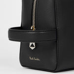 Men's Leather 'Signature Stripe' Trim Wash Bag | Black