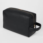 Men's Leather 'Signature Stripe' Trim Wash Bag | Black
